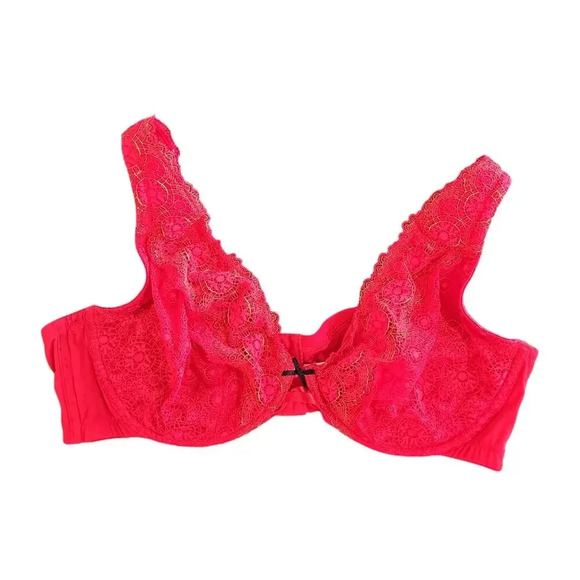 Cacique Lace Plunge Cleavage Solution Underwire Bra Red Size 42DD - Picture 3 of 6